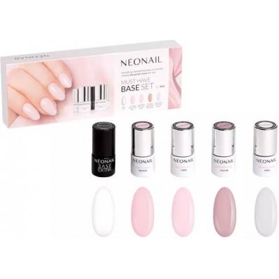 NeoNail Must Have Base Extra podkladový lak pre gélové nechty 3 ml + Cover Base Protein Nude Rose podkladový a vrchný lak pre gélové nechty 3 ml + Revital Base Fiber Rosy Blush podkladový gél pre mode