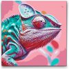 Vymalujsisam.sk Maľovanie podľa čísiel - Chameleón v odtieňoch ružovej Veľkosť: 50x50cm, Rám: Na kartónovej doske