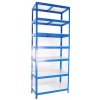 Kovový regál Biedrax 35 x 90 x 210 cm, modrý - 7 políc biele lamino 12mm, 275 kg