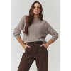 Mäkký dámsky pulóver s okrúhlym výstrihom | cappucino C21 - one size C21