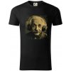 Albert Einstein so slúchadlami - Tričko z organickej bavlny - M ( Čierna )