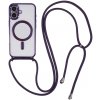 AppleMix Kryt pre Apple iPhone 16 s podporou MagSafe + šnúrka - gumový - priehľadný / fialový