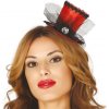 Fascinator červený klobúk s ozdobou