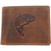 Ewena Pánska kožená peňaženka hnedá s motívom Kapra