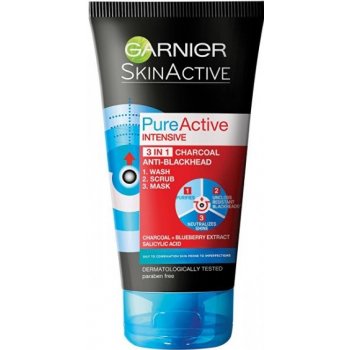 Garnier Pure Active čistiaca starostlivosť proti čiernym bodkám s aktívnym uhlím 3 v 1 pre mastnú a problematickú pleť 150 ml