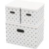 HomeLife Úložný box s vekom súprava 3 ks biele kvietky 5104