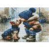 Norimpex Diamantová mozaika Kluk a pes yorkshirského terieru Polibek v dešti