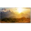 Foto obraz sklo tvrzené Západ slnka hory 100x50 cm