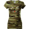 Mačka - srdce namiesto nosa - Dámske maskáčové tričko - 2XL ( Zelený maskáč )