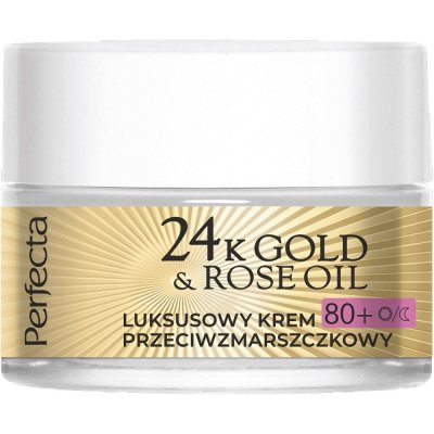 Perfecta, 24K zlato a ružový olej, luxusný denný a nočný krém proti vráskam 80+ 50 ml