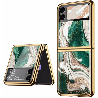 Púzdro GKK GLASS Ochranné Samsung Galaxy Z Flip 3 5G GREEN MARBLE