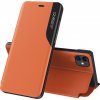Elegantné puzdro View Case Eco Leather s výklopným stojanom pre iPhone 13 Pro oranžové