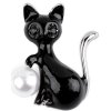 Brošňa mačka - 1 ks 5 čierna perla