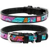 WAU DOG Kožený obojok so vzorom SUMMER čierny Obvod krku: 38-49 cm, širka: 25 mm