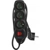 EMOS Predlžovací kábel 3 m / 3 zásuvky / s vypínačom / čierny / PVC / 1,5 mm2 PC1313R