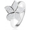 Šperky eshop - Strieborný prsteň 925, trblietavý zirkónový kvet čírej farby SP55.09 - Veľkosť: 49 mm