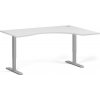 Ergonomický výškovo nastaviteľný stôl, 160x120 cm, 2 motory, L/P, sivá podnož, biela