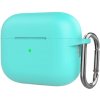 AppleKing silikónový ochranný obal s karabínou pre AirPods Pro 2 (2022) s konektorom Lightning - tyrkysový - možnosť vrátiť tovar ZADARMO do 30tich dní