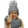 Fashionweek Zimní set čiapka a šál, pletený tunel WOOL-INES Farba: Šedá, Veľkosť: Universal