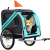 MKSTOR Vozík pre psa na bicykel, príves pre psa do 20kg, príves na bicykel, skladací, kryt proti dažďu, 130 x 73 x 90 cm, tyrkysová modrá