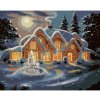 Diamondi Diamantové maľovanie - ZASNEŽENÝ DOM V NOCI (D. RUSTY RUST) Rámovanie: bez rámu a bez vypnutia plátna, Rozmer: 40x50 cm