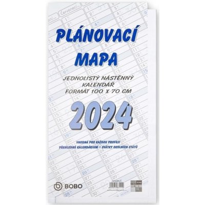 Plánovací roční mapa B1 skládaná nástěnný 2024