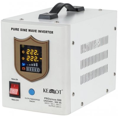 Záložný zdroj KEMOT URZ3404 PROsinus-500 prenosný 12V/230V 500VA / 300W biely