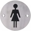 Nerezový piktogram Dámy, okrúhly, brúsená nerez K320 / AISI304