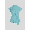 BLÚZKA KARL LAGERFELD FLUID SHORT SLEEVE KNOT BLOUSE STILL WATER