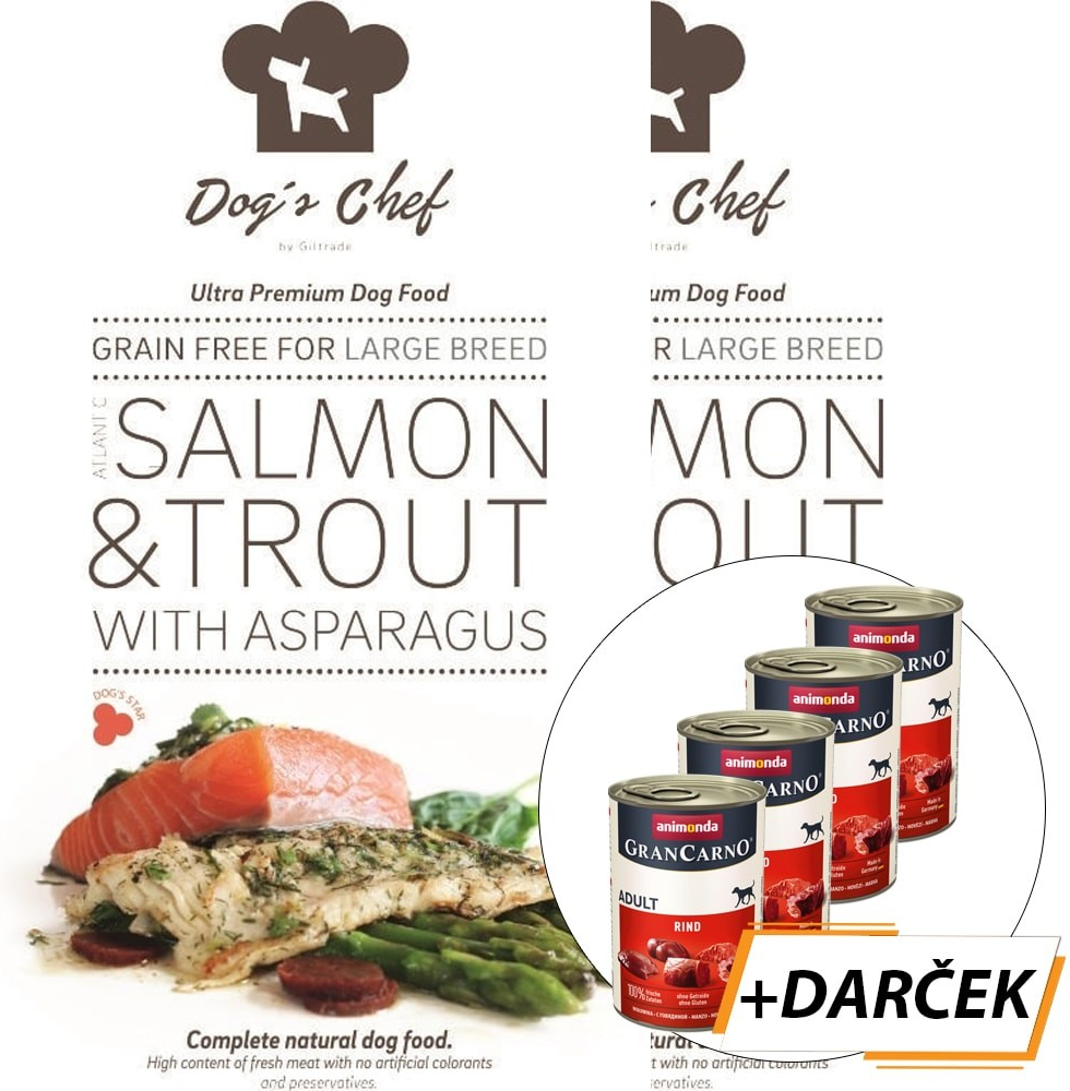 Dog´s Chef Atlantic Salmon & Trout with Asparagus Large Breed 2 x 15 kg