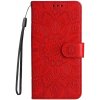 Peňaženkové puzdro Embossing Pattern Slnečnica červené – Samsung Galaxy S23 FE