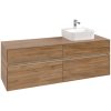 VILLEROY & BOCH Collaro závesná skrinka pod umývadlo na dosku (umývadlo vpravo), 4 zásuvky, s LED osvetlením, 1600 x 500 x 548 mm, Oak Kansas, C106B0RH