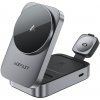 Acefast - Charging Station 3in1 skladacia nabíjacia stanica pre telefón, slúchadlá a Apple Watch, 22,5 W – sivá metalická