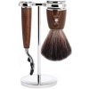 Mühle Zostava na holenie Mühle Rytmo - stojan, strojček s hlavicou Mach 3, štetka Black Fiber - jaseň