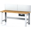Alfa 3 Nastaviteľný dielenský stôl MECHANIC I, závesný box na náradie, nadstavba, 1 zásuvka, 2000x700x700-1055 mm, antracit