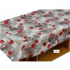 PVC gumený OBRUS 140cm v šírke - ČERVENÉ MAKY na sivom