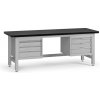 Pracovný stôl do dielne G4 s 2 závesnými boxami na náradie, MDF + PVC doska, 6 zásuviek, 2100 x 750 x 800 mm, sivá