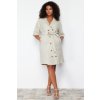 Trendyol Curve Beige Double Breasted Woven Jacket Linen Blend Dress biela 54 Trendyol 8683049841166
