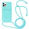 AppleKing silikónový kryt so šnúrkou a kapsou na karty pre iPhone 11 Pro - tyrkysový - možnosť vrátiť tovar ZADARMO do 30tich dní