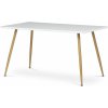 Autronic HT-W1214 WT Stôl jedálenský 140x80, MDF, biela matná doska, kovové nohy vo farbe duba.
