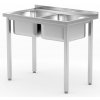 Stôl s 2 drezmi – priskrutkovaný, HENDI, Kitchen Line, dva drezy, 1000x600x(H)850mm