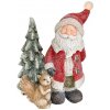 MagicHome Dekorácia Santa s veveričkou a stromčekom 1 LED 2xAAA keramika 35,50x20x46 cm
