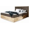 Wilsondo Čalúnená boxspring manželská posteľ WOOD 3 s úložným priestorom - hnedá Paros Rozmer: 160x200