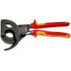 Káblové nožnice 320 mm Knipex 95 36 320 - račňové s rohatkou. VDE