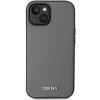 Zadný kryt DKNY PU Leather Silver Metal Logo Magsafe pre Apple iPhone 14, sivá