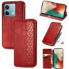 Peňaženkové kožené puzdro Cubic Grid na Xiaomi Redmi Note 13 - Červená