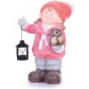 Postavička MagicHome Vianoce, Dievčatko s lampášom a sovičkou, keramika, 28x18,5x39,5 cm