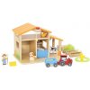 VIGA Drevená farma s domom a traktorom