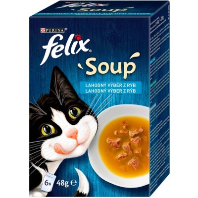 FELIX Soup polievky s treskou tuniakom a platesou pre mačky 6 x 48 g od 1,9  € - Heureka.sk