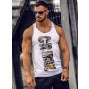 Biele pánske tank top tričko boxerského strihu s potlačou Bolf 143031A